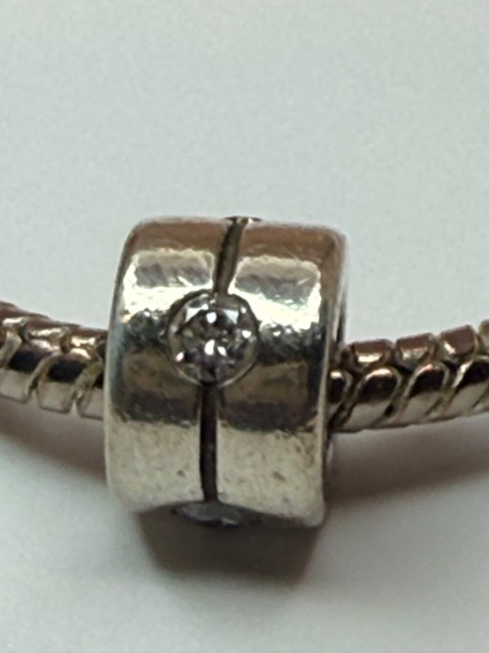 Retired Pandora Clear CZ Sterling Silver Spacer Charm 925 ALE - Picture 5 of 6